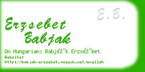 erzsebet babjak business card